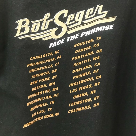 BOB SEGER FACE THE PROMISE CONCERT TEE. Tag cut out. Pit 2 Pit 21.5”, Length 28” - Picture 3 of 5